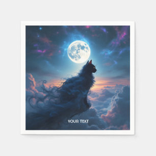 Fantasy Cute Cat Moon Clouds Napkins