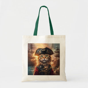 Fantasy Cute Cat Pirate Hat Tote Bag