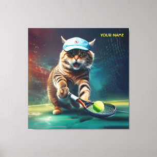 Fantasy Cute Cat Playing Tennis Canvas Print