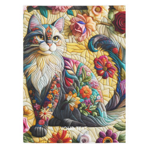 Fantasy Cute Cat Stained Glass Tablecloth