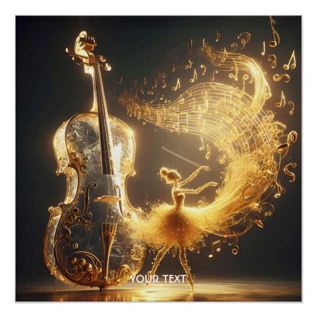 Fantasy Cute Cello Dance Notes Poster (Front)