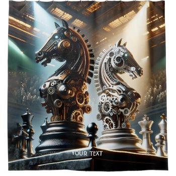 Fantasy Cute Chess Knights Pieces Shower Curtain by HumusInPita at Zazzle