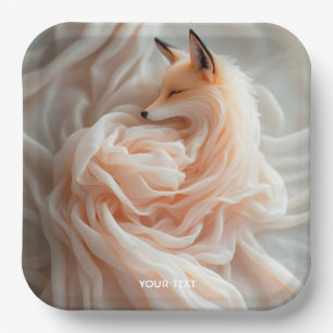 Fantasy Cute Chiffon Fabric Fox Paper Plates