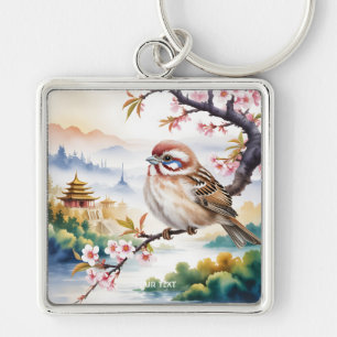 Fantasy Cute Chinese Bird Blossom Keychain