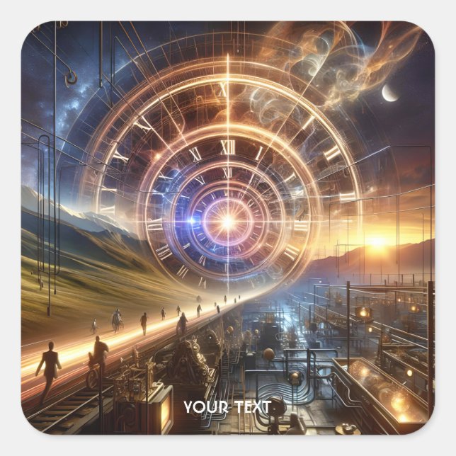 Fantasy Cute Clock Time Way Square Sticker (Front)