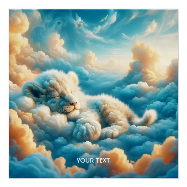 Fantasy Cute  Clouds Baby Lion Poster (Front)