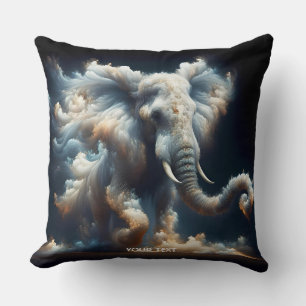 Fantasy Cute Clouds Elephant Smoke Throw Pillow