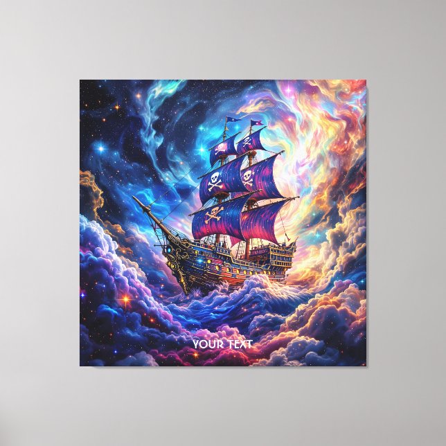 Fantasy Cute Clouds Ship Space Canvas Print (Front)