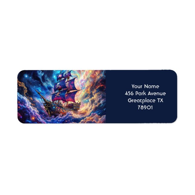 Fantasy Cute Clouds Ship Space Label (Front)