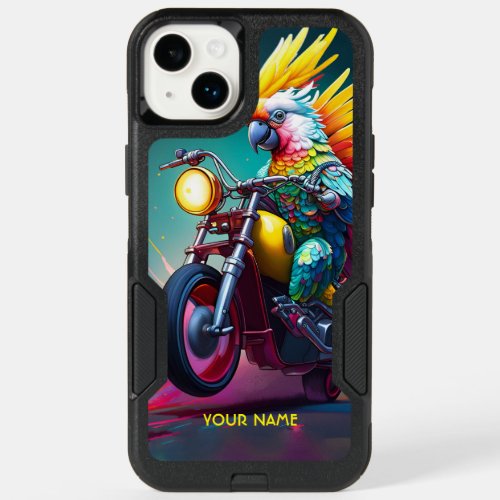 Fantasy Cute Cockatoo Riding Bike OtterBox iPhone 14 Plus Case