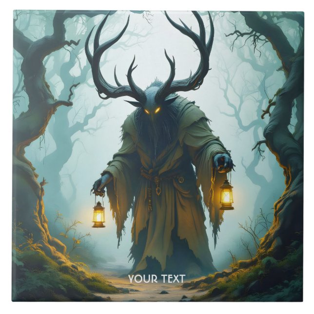 Fantasy Cute  Colossal Shadowy Behemoth Ceramic Tile (Front)