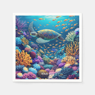 Fantasy Cute Coral Reef Turtle Napkins