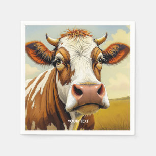 Fantasy Cute Cow Field Clouds Napkins