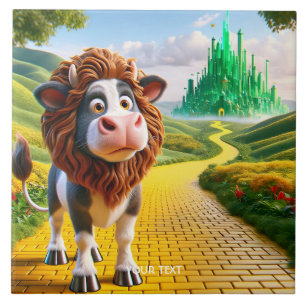 Fantasy Cute Cow Lion Road Ceramic Tile