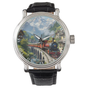 Fantasy Cute Crimson Antique Train Watch
