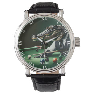 Fantasy Cute Crocodile Playing Billiard Watch