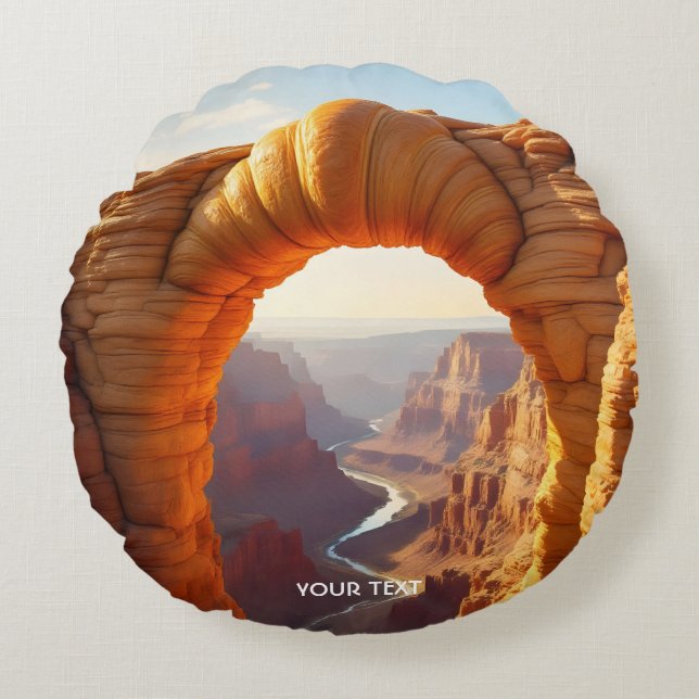 Fantasy Cute Croissant Arch Canyon Round Pillow (Front)