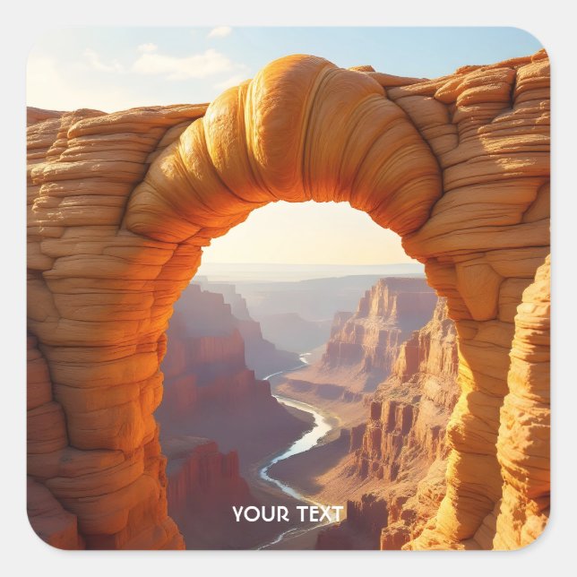 Fantasy Cute Croissant Arch Canyon Square Sticker (Front)