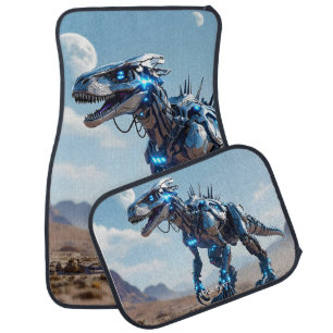 Fantasy Cute Cyborg Dinosaur Desert Car Floor Mat