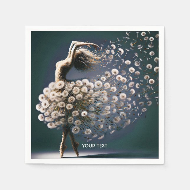 Fantasy Cute Dancer Flying Flowers Napkins (Front)