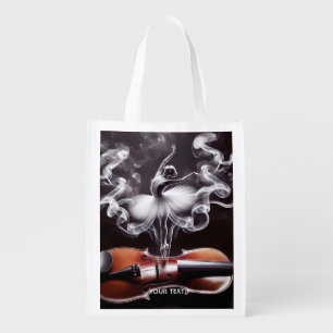 Fantasy Cute Dancing Ballerina Violin Grocery Bag