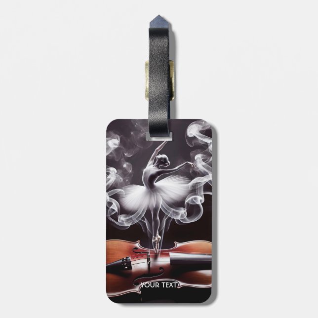 Fantasy Cute Dancing Ballerina  Violin Luggage Tag (Back Vertical)