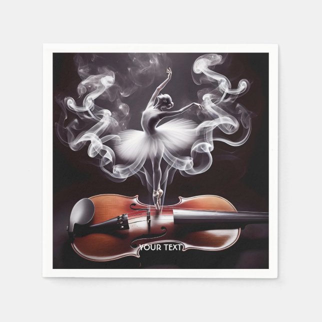 Fantasy Cute Dancing Ballerina  Violin Napkins (Front)