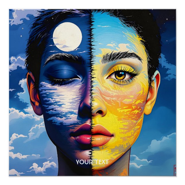 Fantasy Cute Day Night Face  Poster (Front)