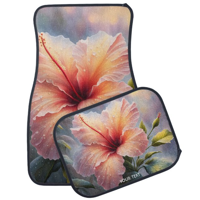 Fantasy Cute Delicate Hibiscus Flower Car Floor Mat (Set)