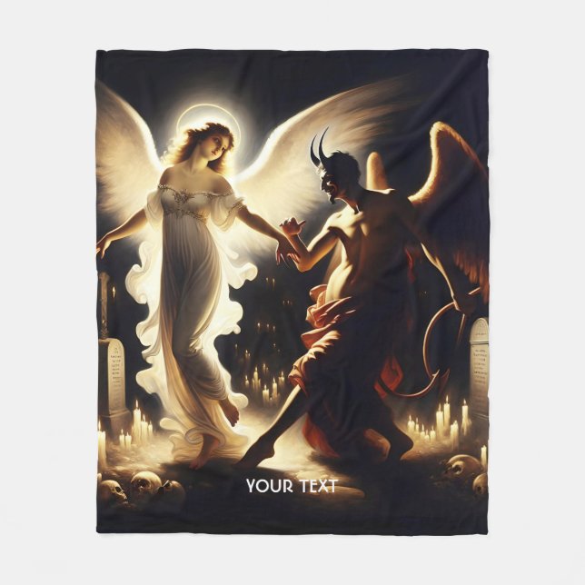 Fantasy Cute Demon Angel Dancing Fleece Blanket (Front)