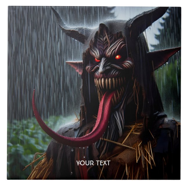 Fantasy Cute Demon Red Tongue Ceramic Tile (Front)