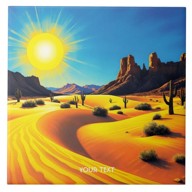 Fantasy Cute Desert Sands Rocks Ceramic Tile (Front)