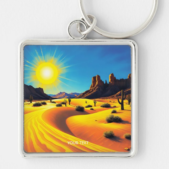 Fantasy Cute Desert Sands Rocks Keychain (Front)
