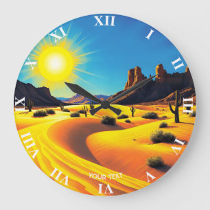 Fantasy Cute Desert Sands Rocks Large Clock