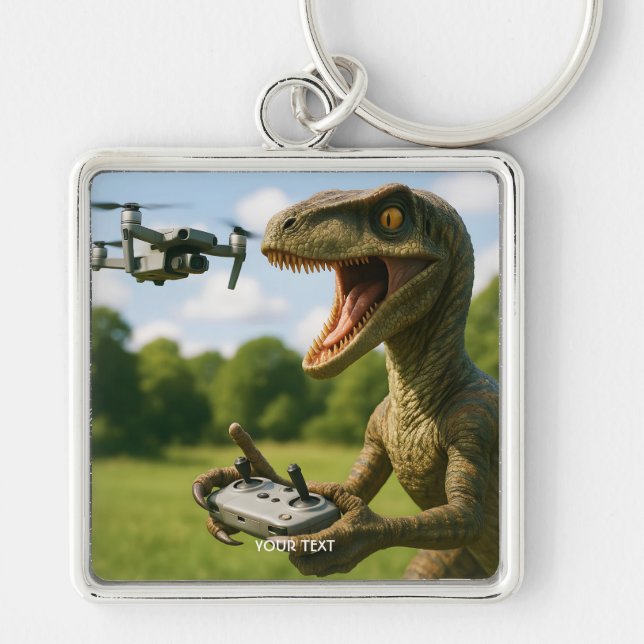 Fantasy Cute Dinosaur Drone Forest Keychain (Front)