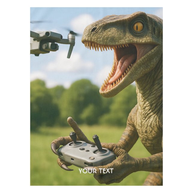 Fantasy Cute Dinosaur Drone Forest Tablecloth (Front)