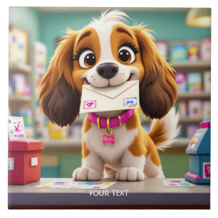 Fantasy Cute Dog Post Letter Ceramic Tile