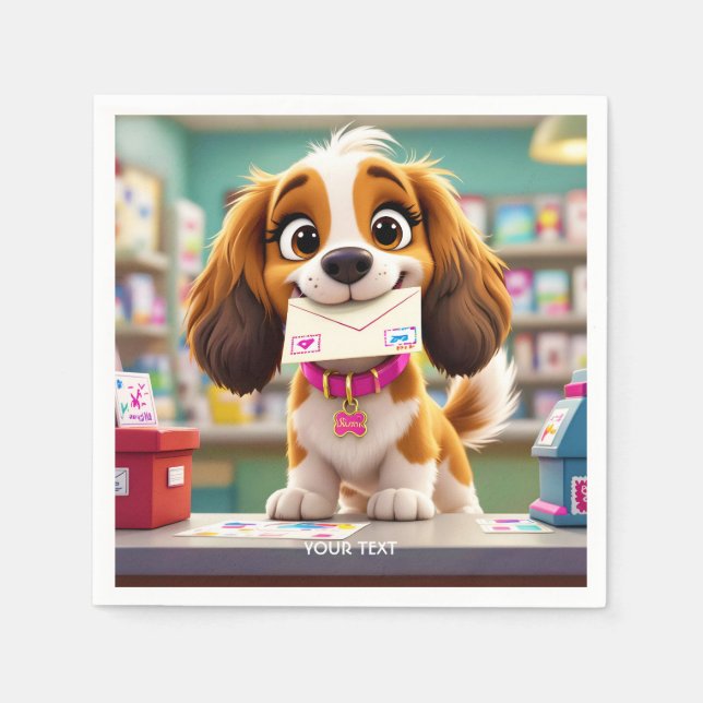 Fantasy Cute  Dog Post Letter Napkins (Front)
