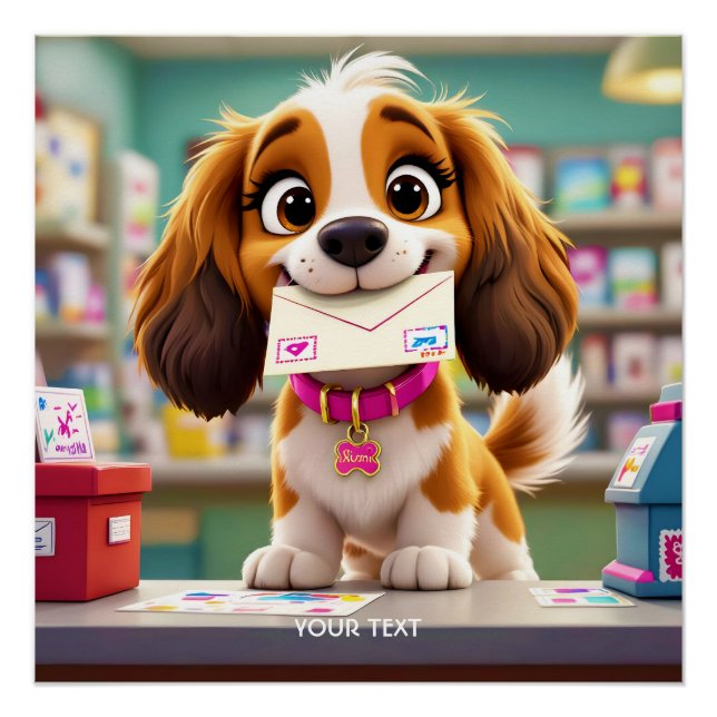 Fantasy Cute  Dog Post Letter Poster (Front)