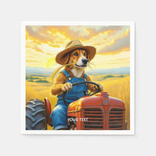 Fantasy Cute Dog Tractor Straw Napkins