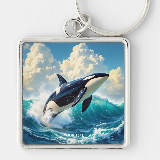Fantasy Cute Dolphin Sea Clouds Keychain (Front)