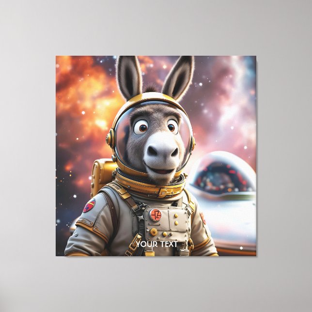 Fantasy Cute Donkey Astronaut Space Canvas Print (Front)