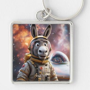 Fantasy Cute Donkey Astronaut Space Keychain
