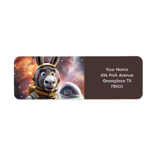 Fantasy Cute Donkey Astronaut Space Label (Front)