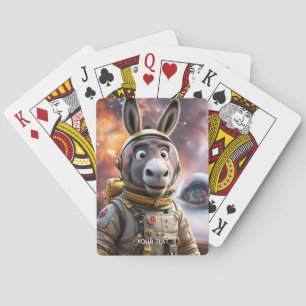 Fantasy Cute Donkey Astronaut Space Poker Cards
