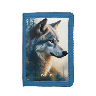 Fantasy Cute Double Exposition Wolf Tri-fold Wallet