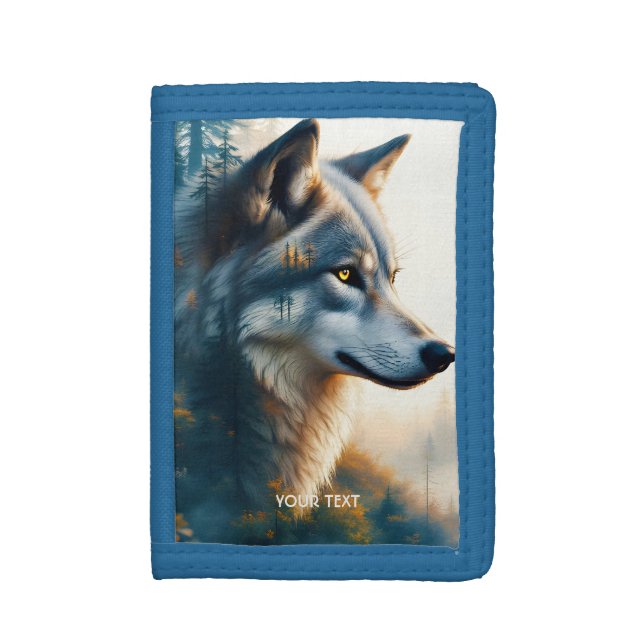 Fantasy Cute Double Exposition Wolf Tri-fold Wallet (Front Vertical)