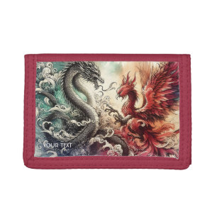 Fantasy Cute Dragon Phoenix Ink Trifold Wallet