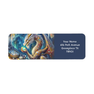 Fantasy Cute Dragon Stone Cavern. Label
