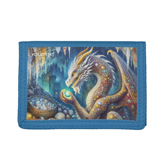 Fantasy Cute Dragon Stone Cavern Tri-fold Wallet (Front)